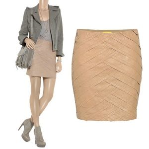 NEW Catherine Malandrino Tan Leather Mini Skirt
